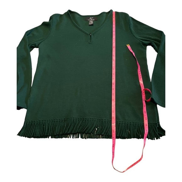 Nina Leonard hunter green, fringe bottom sweater size M, new with tags - Picture 3 of 6